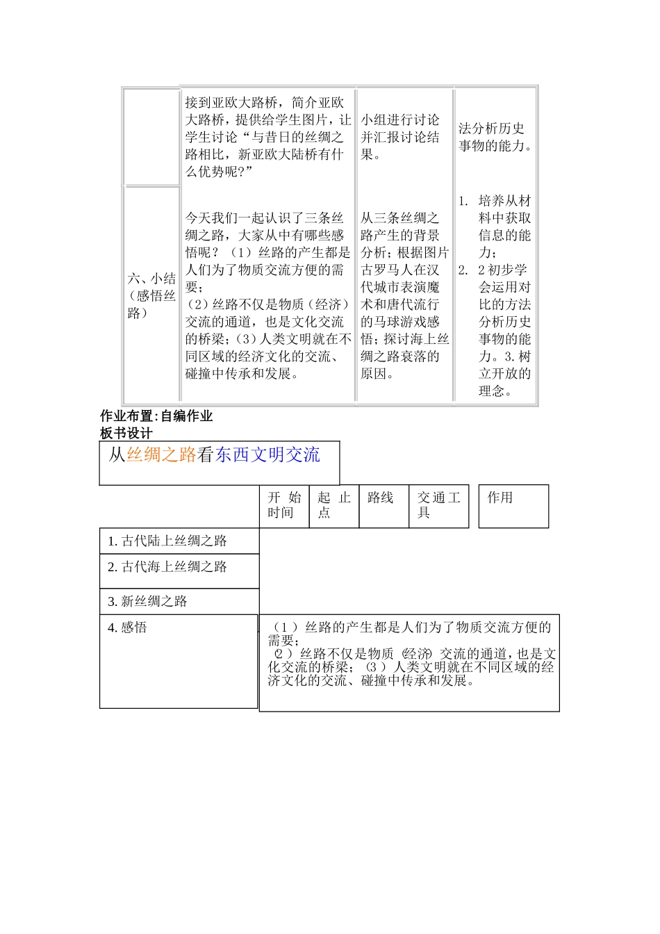 茹福良《从丝绸之路看东西文明交流》的教学设计_第3页