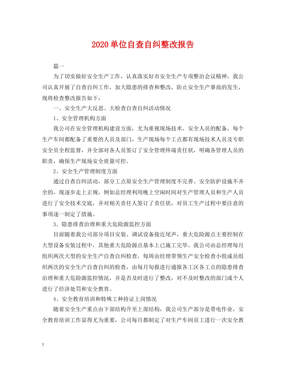 2024单位自查自纠整改报告_第1页