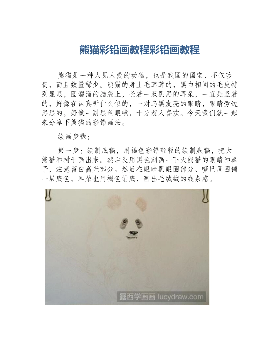 熊猫彩铅画教程彩铅画教程_第1页