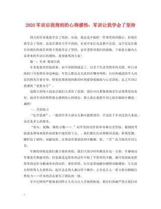 2024军训后我得到的心得感悟：军训让我学会了坚持