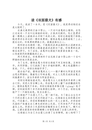 读《双面猎犬》有感