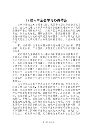 17届4中全会学习心得体会