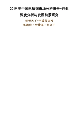 中国电解铜市场分析报告行业深度分析与发展前景研究
