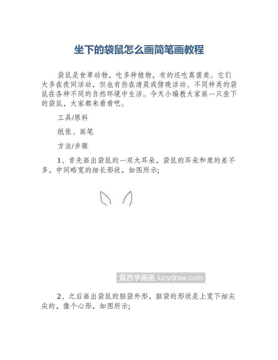 坐下的袋鼠怎么画简笔画教程_第1页