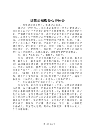 讲政治知敬畏心得体会_3