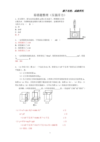 压强浮力综合练习题压轴题--教师版 