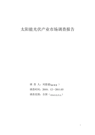 新能源产业市场调查报告