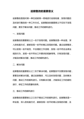 巡察整改的重要意义 