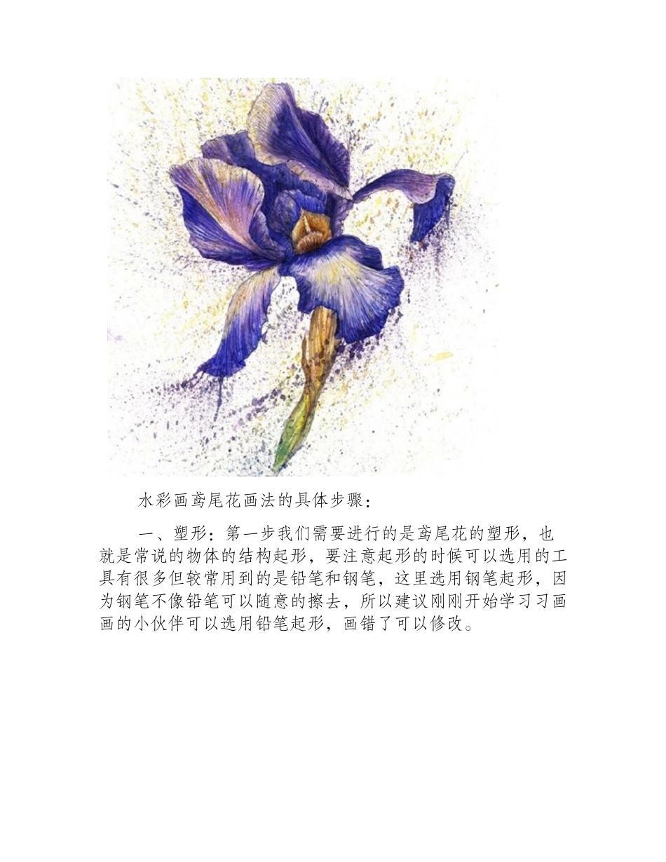 鸢尾花怎么画_简单的水彩画鸢尾花画法水彩画教程_第2页