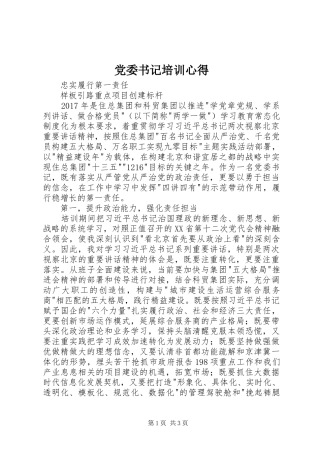 党委书记培训心得