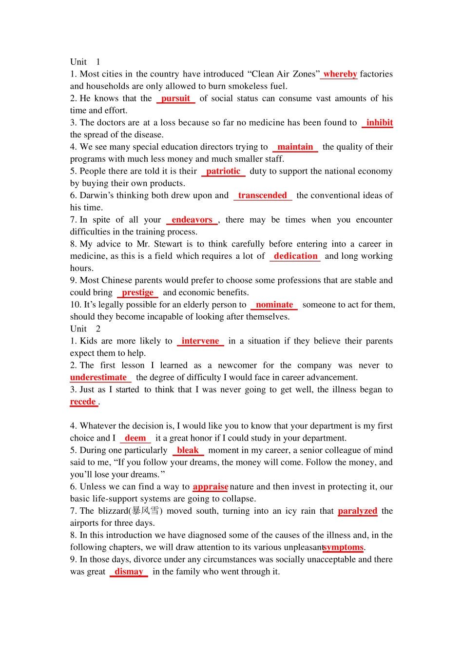 新视野大学英语第三版读写教程3习题答案(部分) _第1页