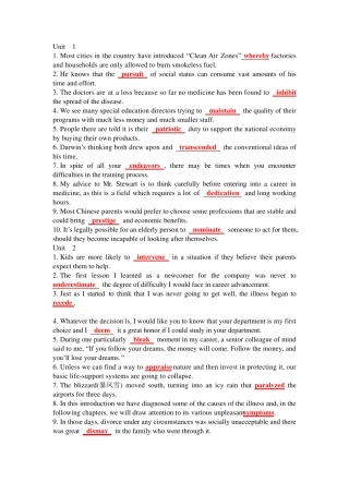 新视野大学英语第三版读写教程3习题答案(部分) 