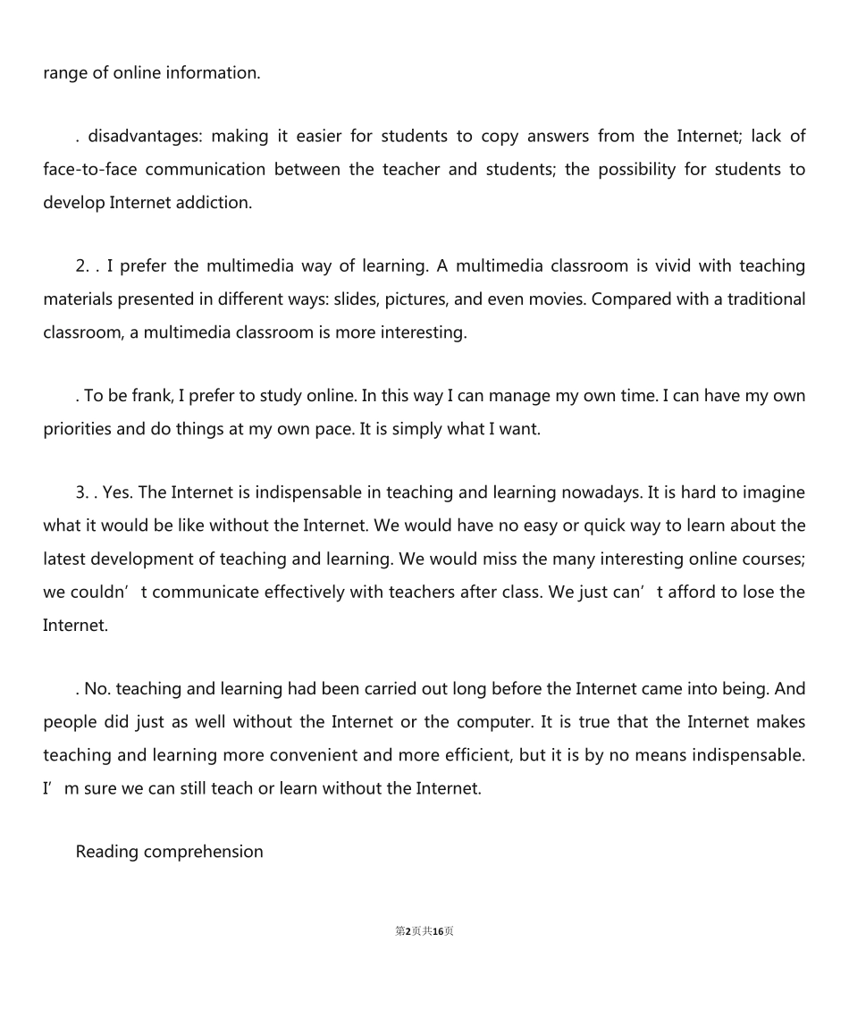 新视野大学英语第三版第一册读写教程课后答案unit3 _第2页