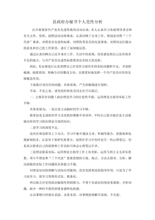 最新-县政府办秘书个人党性分析 精品 