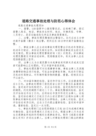 道路交通事故处理与防范心得体会