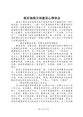 抓好地税分局建设心得体会