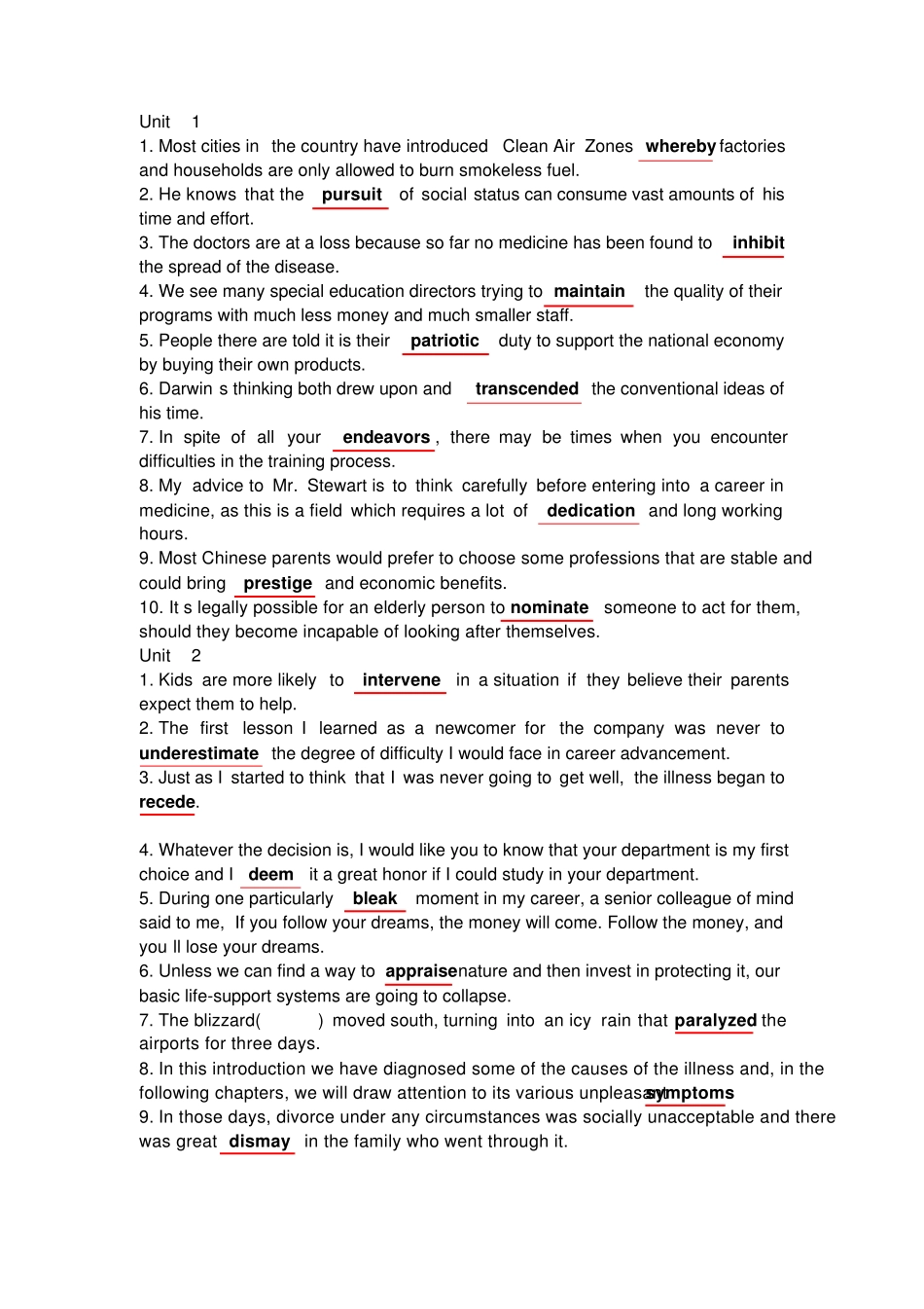 最新新视野大学英语第三版读写教程3习题答案(部分) _第1页