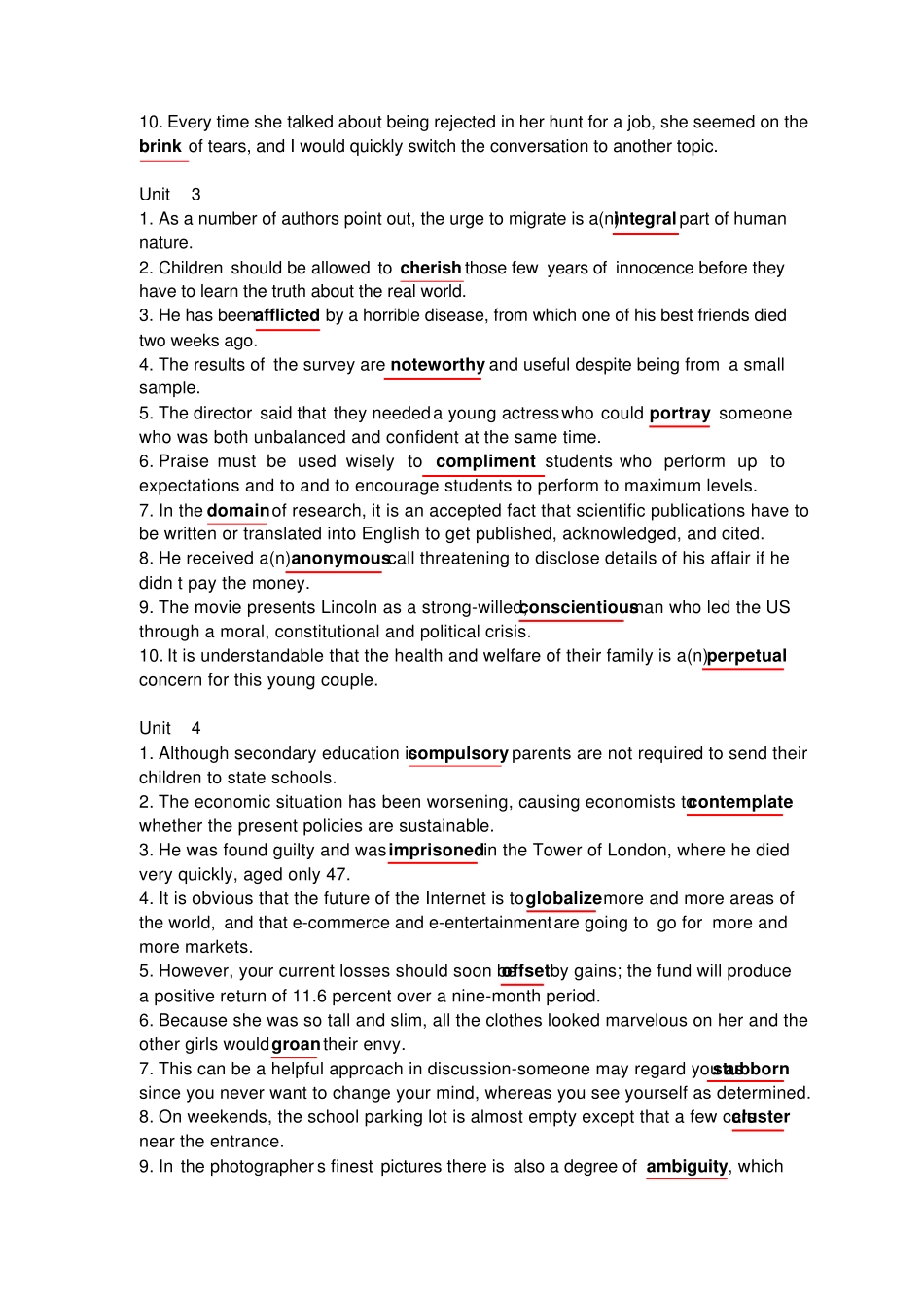 最新新视野大学英语第三版读写教程3习题答案(部分) _第2页