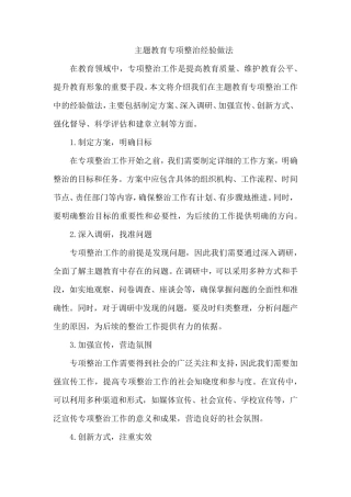 主题教育专项整治经验做法 