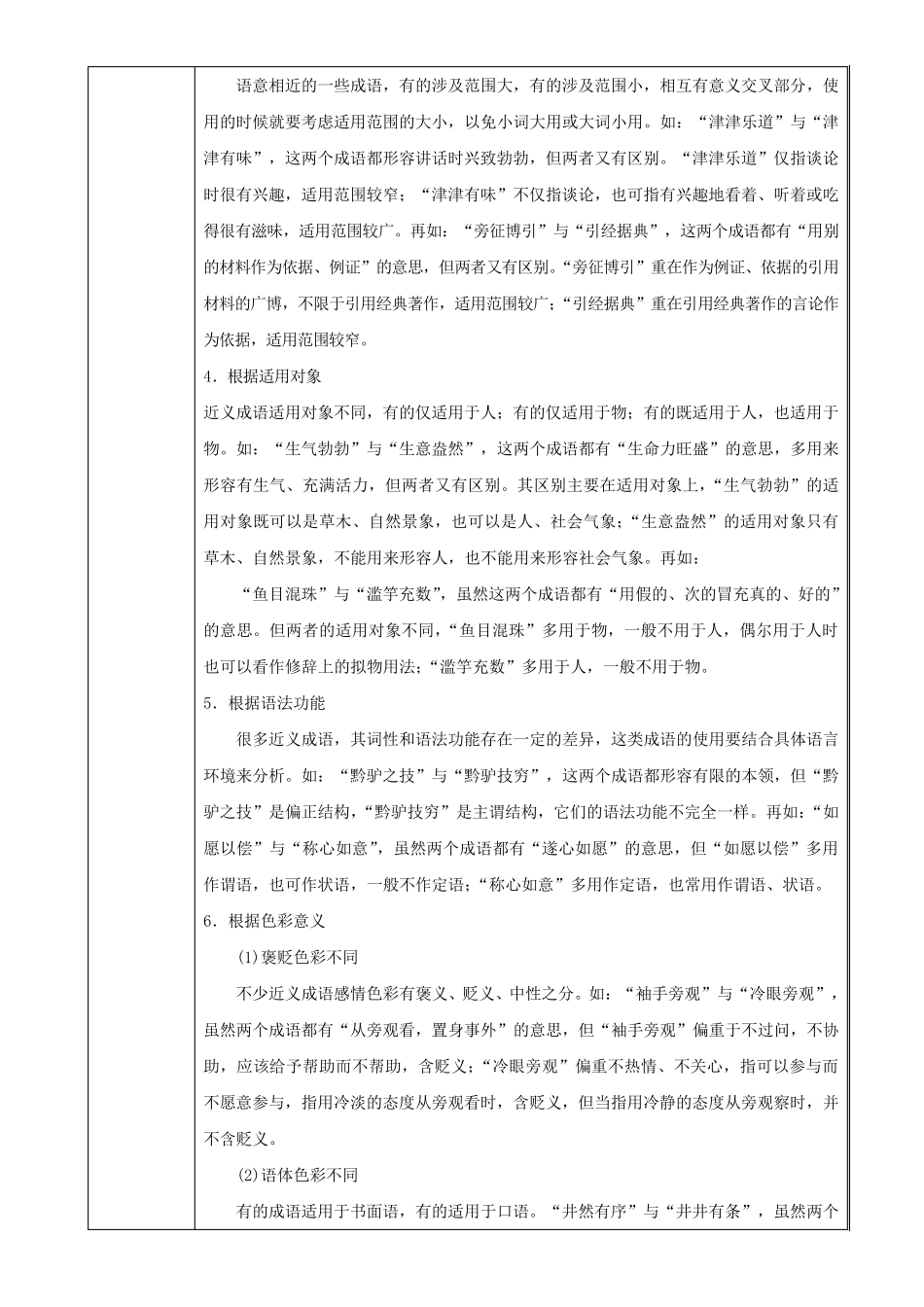 语文二轮复习基础知识--正确使用熟语(包括成语)教案 _第2页