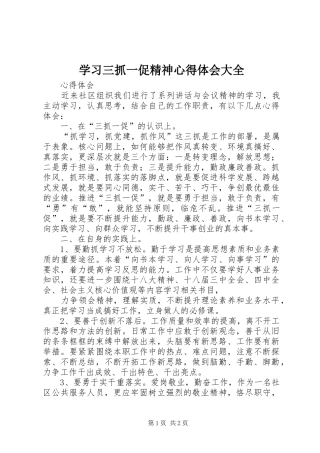 学习三抓一促精神心得体会大全