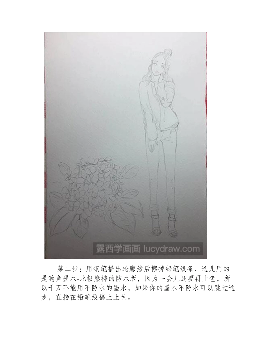 怎么绘制女孩与绣球花水彩画教程_第2页