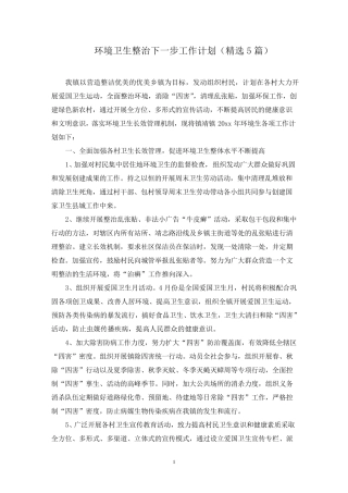 最新环境卫生整治下一步工作计划 