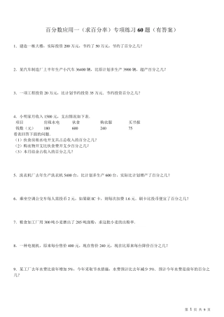 中考数学经典易错题)百分数应用题(1)求百分率专项练习60题(有答案精品