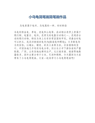 小乌龟简笔画简笔画作品