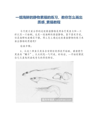一组海鲜的静物素描的练习，教你怎么画出质感_素描教程