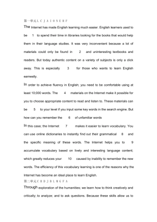新视野大学英语第三版读写教程单元选及答案 