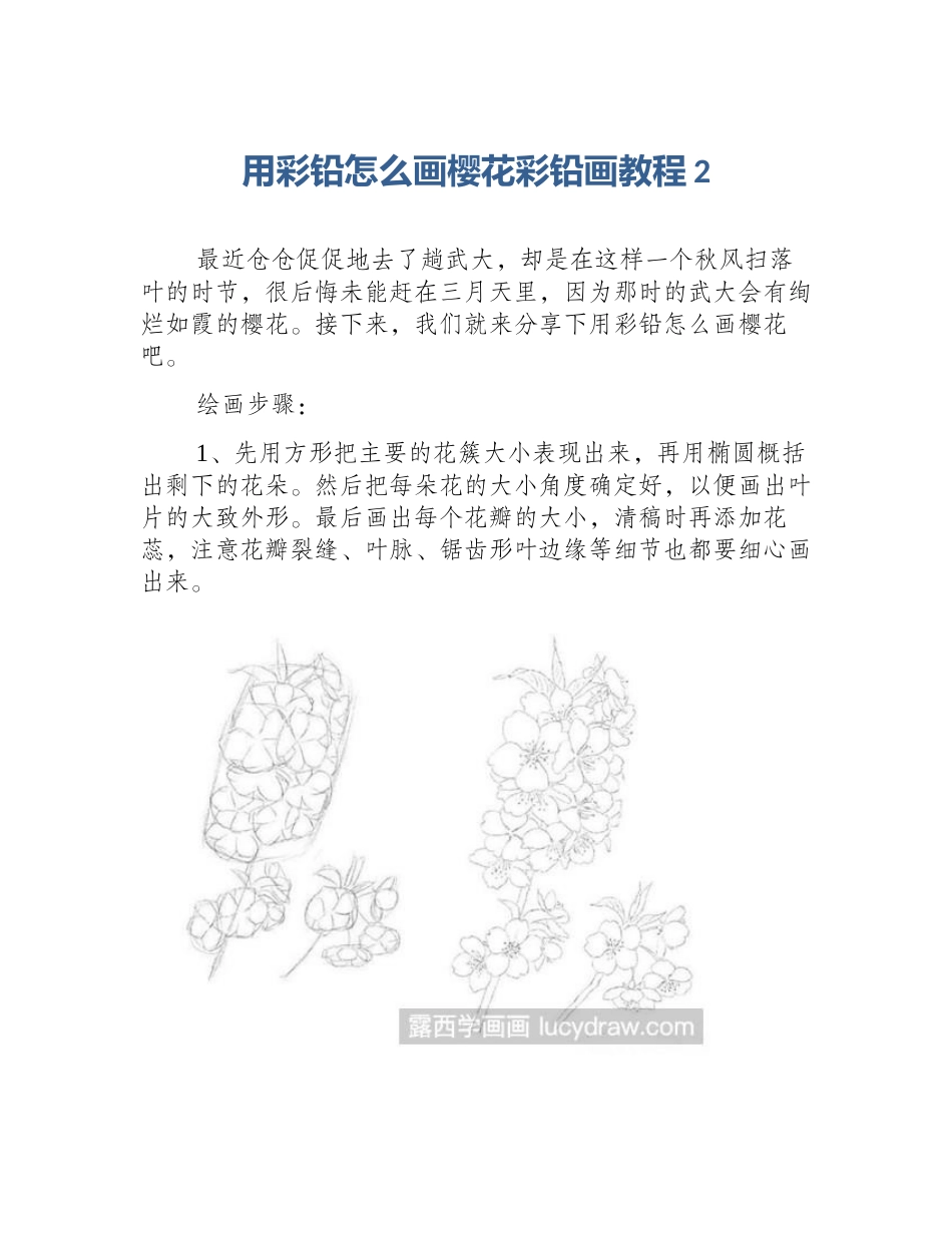 用彩铅怎么画樱花彩铅画教程2_第1页