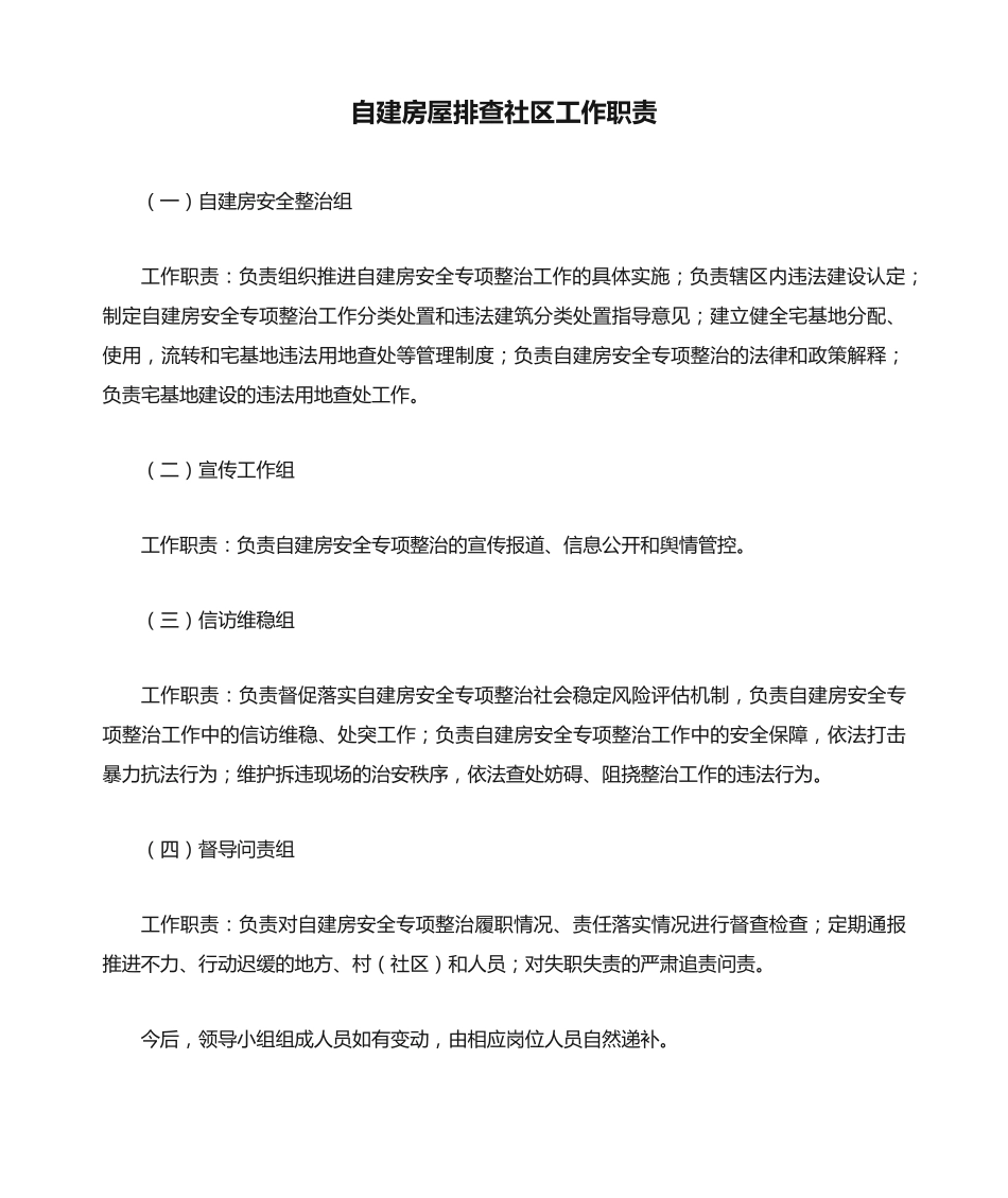自建房屋排查社区工作职责 _第1页