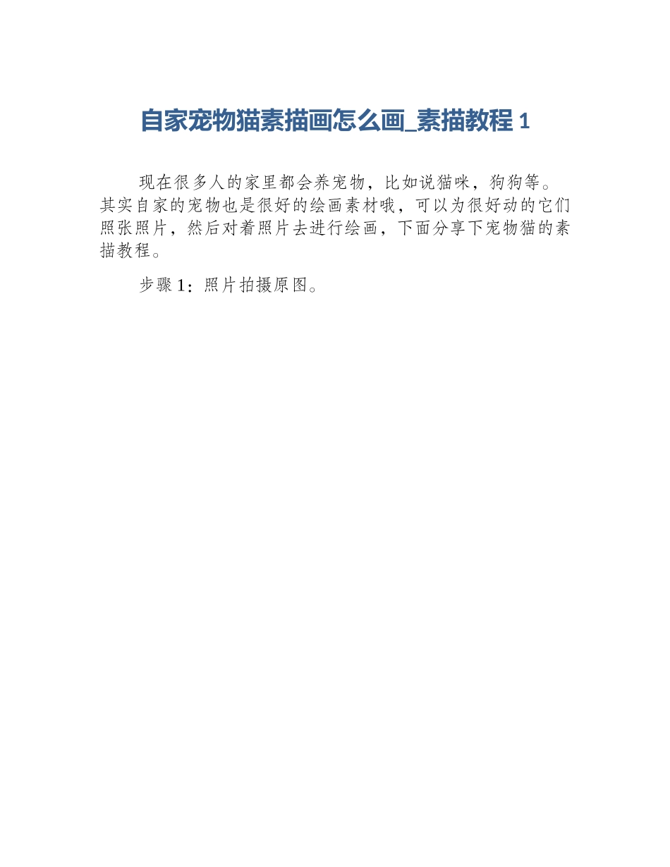 自家宠物猫素描画怎么画_素描教程1_第1页