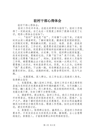 驻村干部心得体会