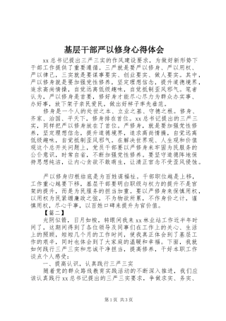 基层干部严以修身心得体会