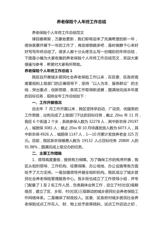 养老保险个人年终工作总结 