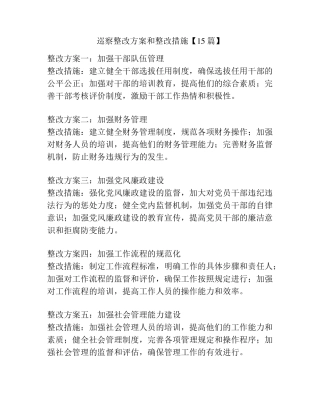 巡察整改方案和整改措施【15篇】 