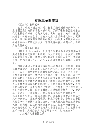 看图兰朵的感想