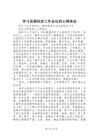 学习县委经济工作会议的心得体会