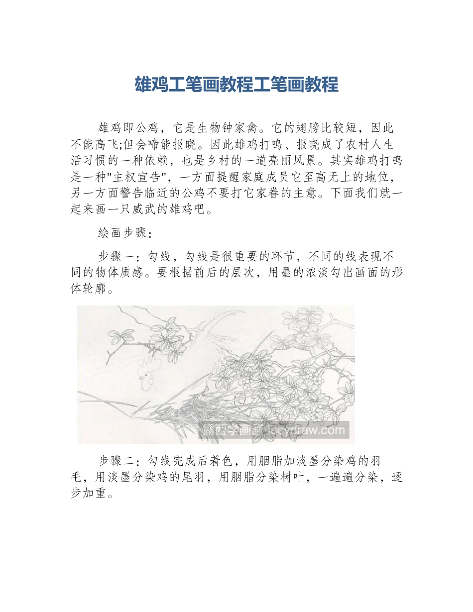 雄鸡工笔画教程工笔画教程_第1页