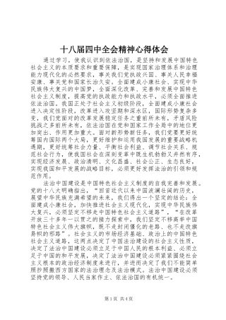 十八届四中全会精神心得体会