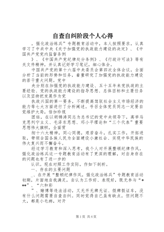 自查自纠阶段个人心得