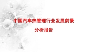 中国汽车热管理行业发展前景分析报告