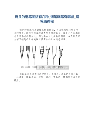 鹰头的钢笔画法有几种_钢笔画笔有哪些_钢笔画教程