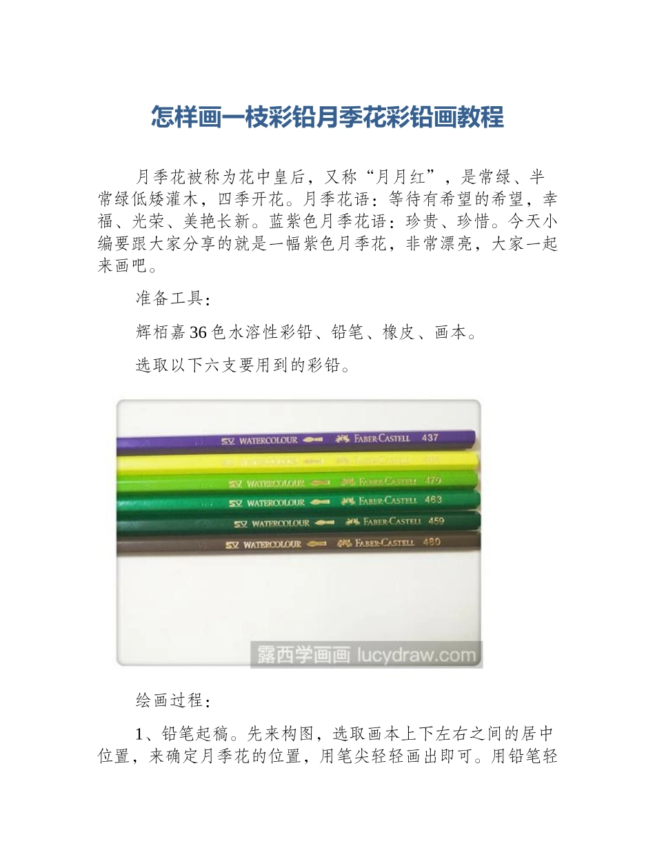 怎样画一枝彩铅月季花彩铅画教程_第1页