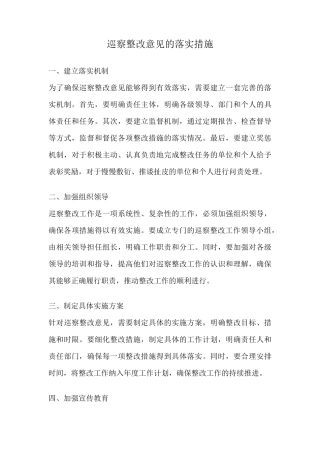 巡察整改意见的落实措施 