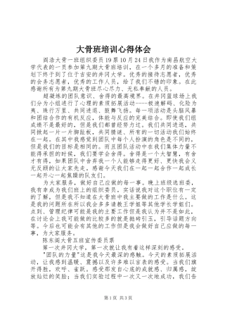 大骨班培训心得体会