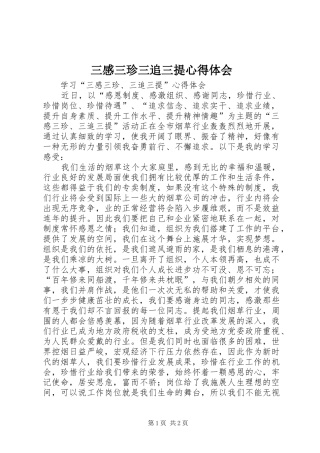 三感三珍三追三提心得体会