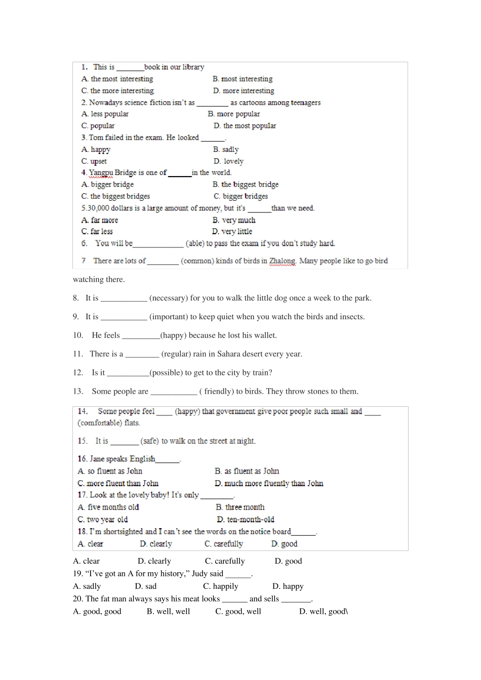 形容词副词的转换和用法练习题 _第2页